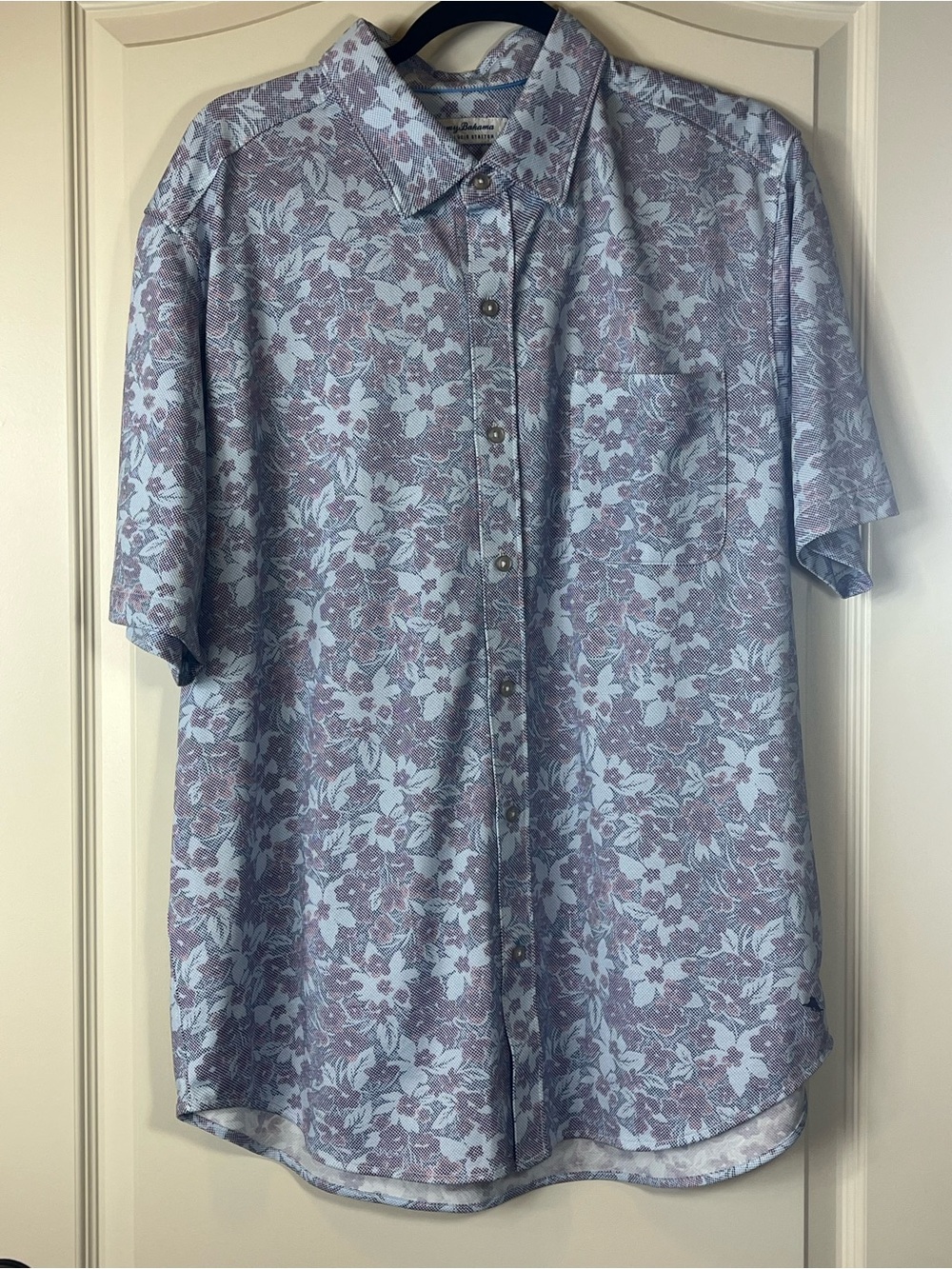 Tommy Bahama Short-Sleeve Floral Button-Down Shirt - Light Blue & Lavender